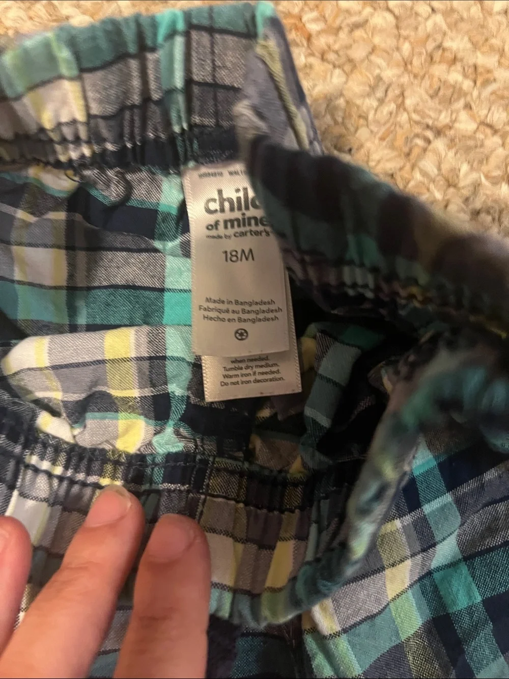Carter's Plaid Pull-On Shorts in Navy, Teal, Yellow